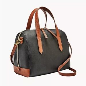 Fossil Black and Tan Satchel